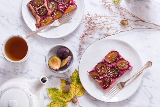 Plum Cake with Buckwheat & Spelt Dough - vegan, plant based, gluten free option, refined sugar free, healthy - heavenlynnhealthy.com