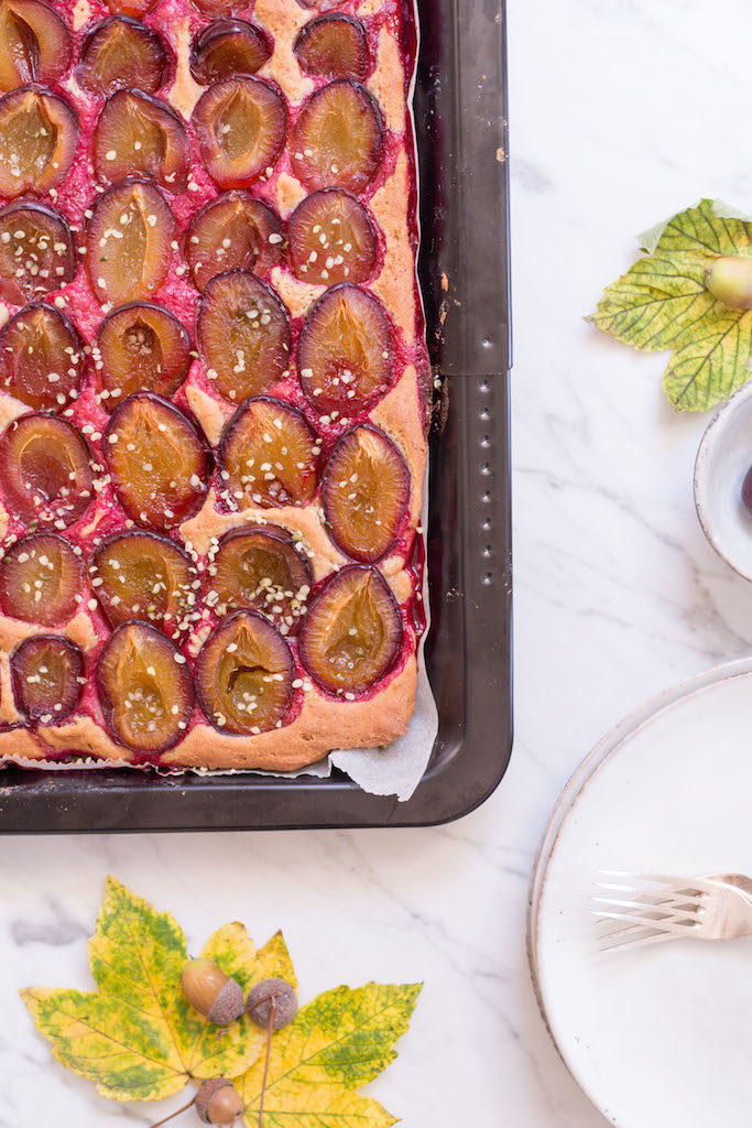 Plum Cake with Buchwheat & Spelt Dough - vegan, plant based, gluten free option, refined sugar free, healthy - heavenlynnhealthy.com