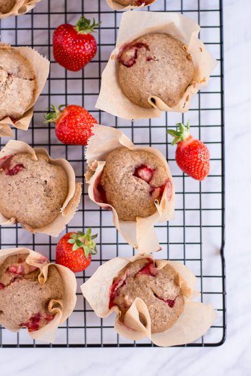 Healthy Strawberry Muffins - plant-based, vegan, gluten free, refined sugar free - heavenlynnhealthy.com