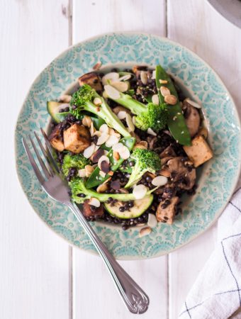 Asian Beluga Lentil Salad with Almond Tofu - plant-based, vegan, gluten free, refined sugar free - heavenlynnhealthy.com